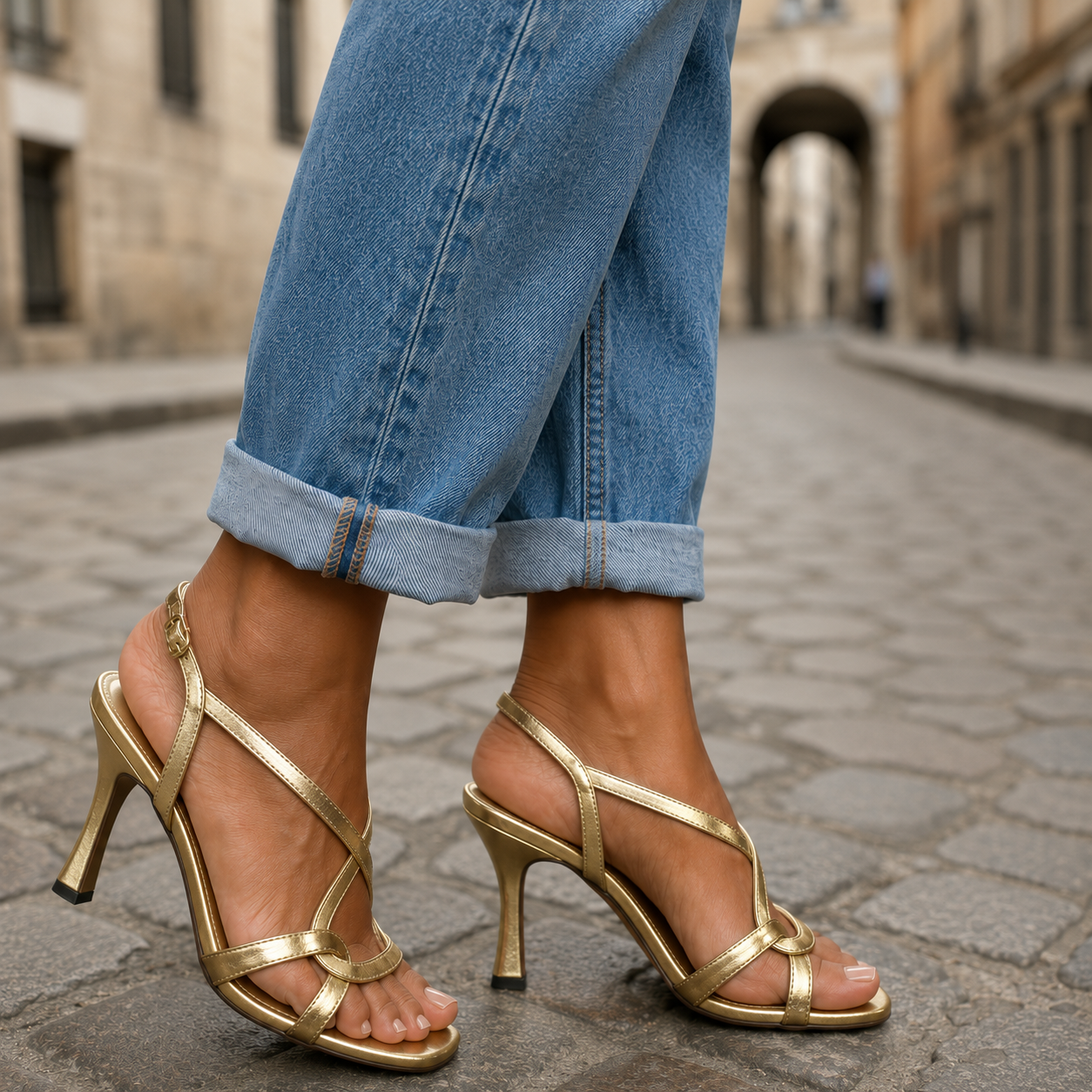 Lara | Tacones con Encanto Dorado de Verano
