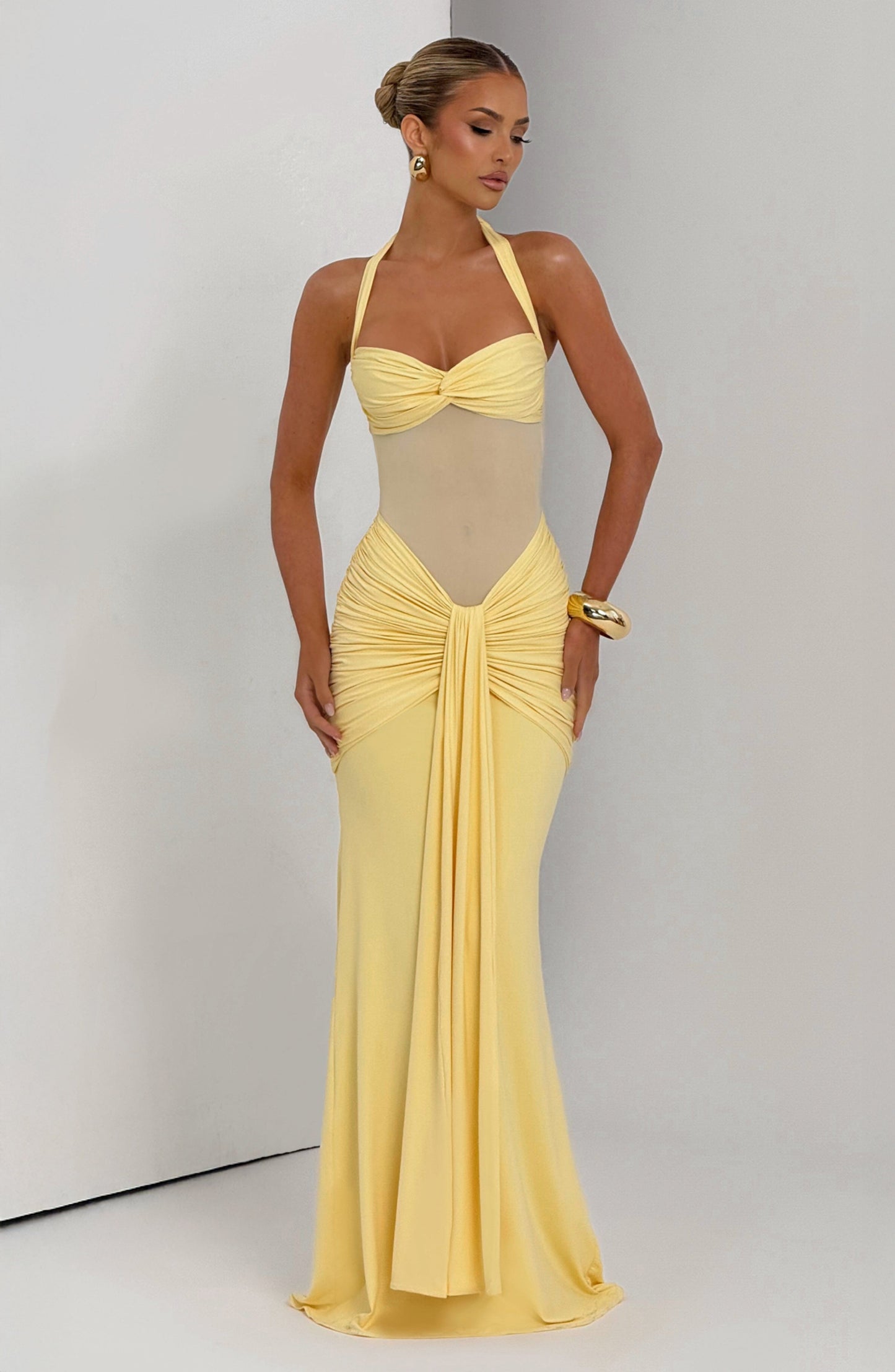 Vicky - Vestido largo Amarillo Limón