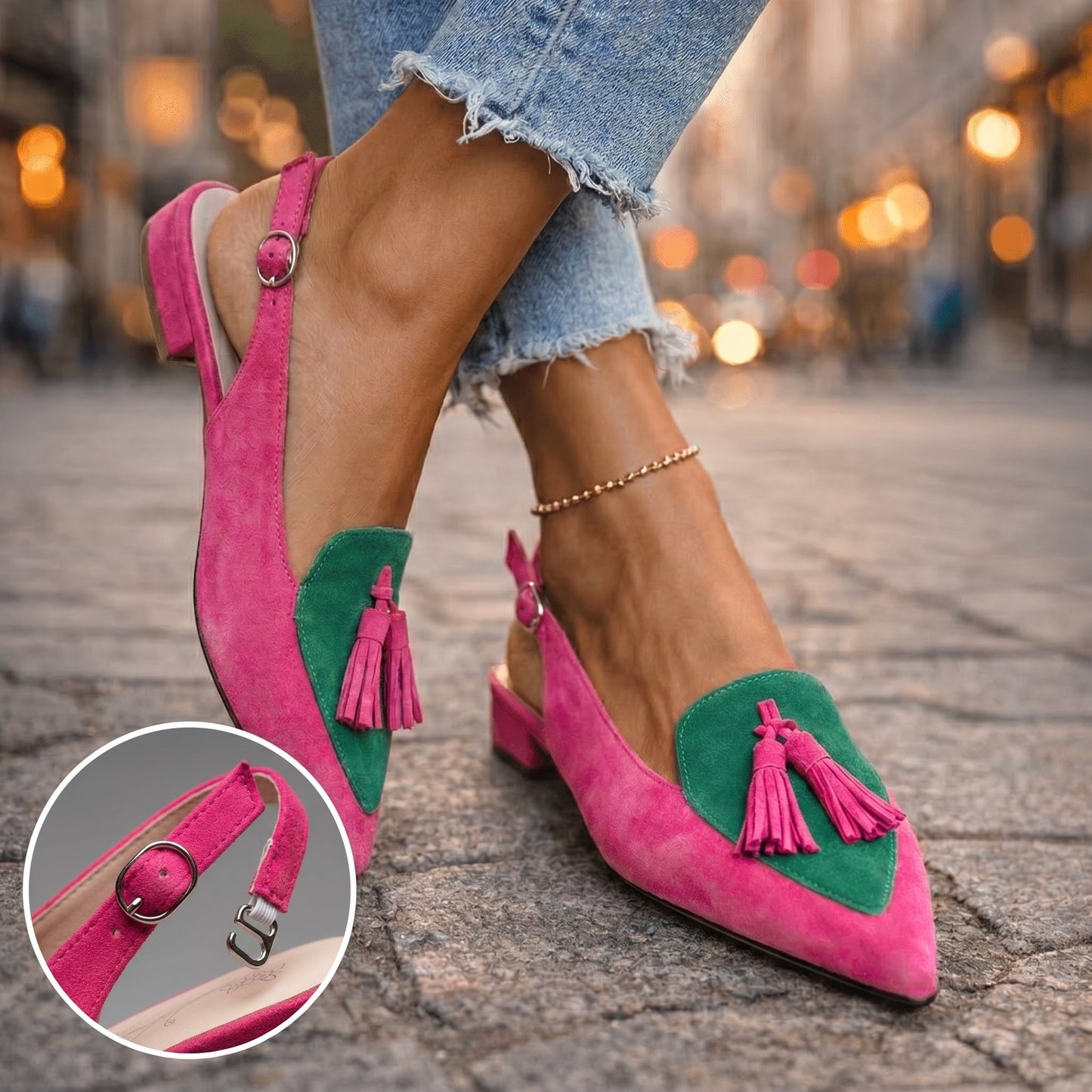 Lorena Sandalias con Tiras y Borlas