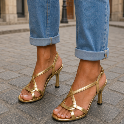 Lara | Tacones con Encanto Dorado de Verano