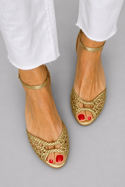 Isidora | Sandalias Trenzadas Doradas