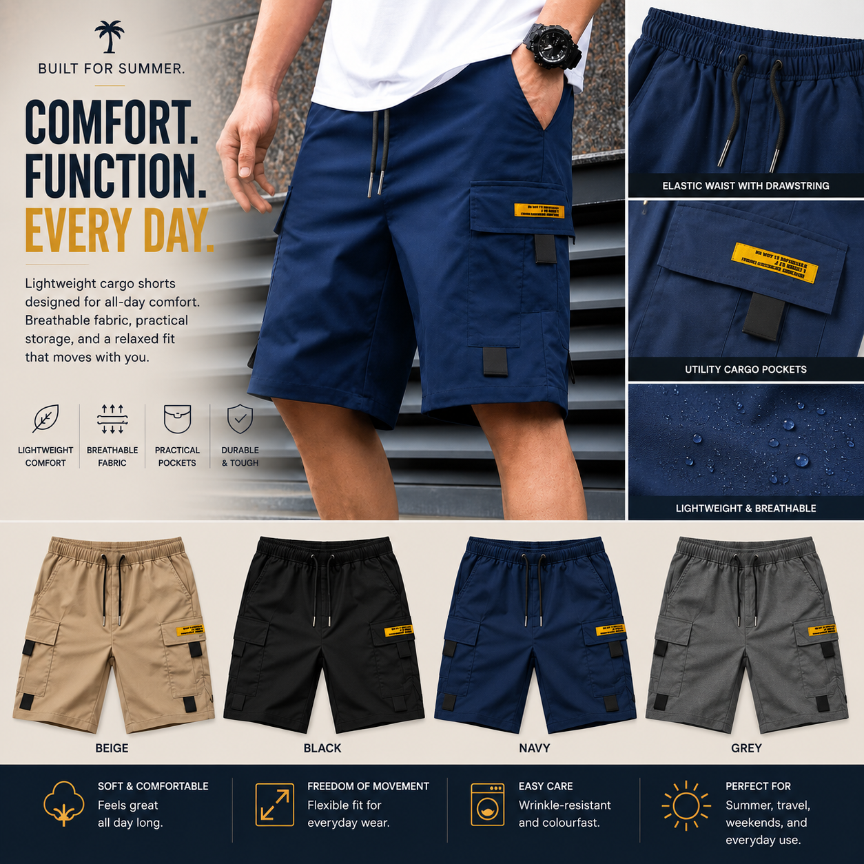 Nicolás - Bermudas Cargo Multibolsillos