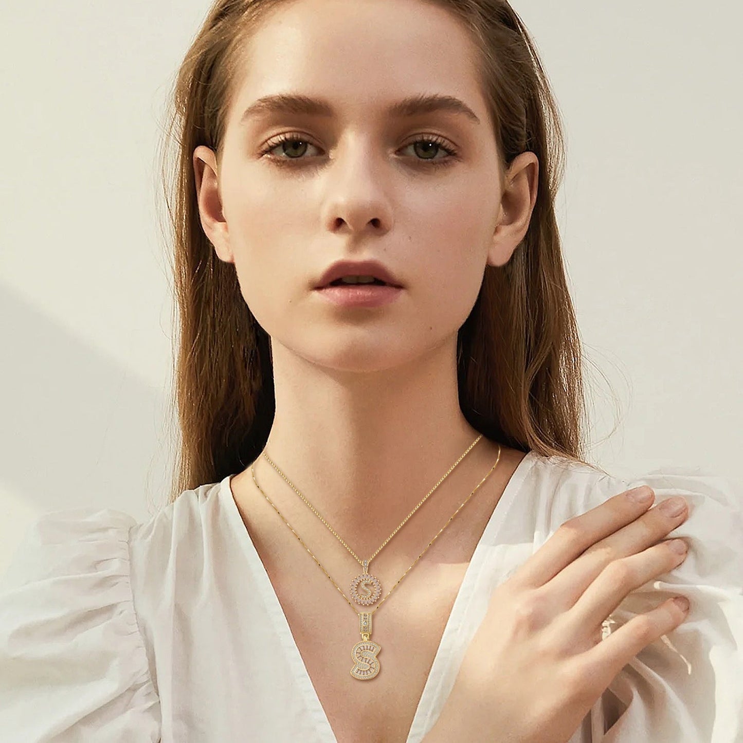 Conjunto Collar Inicial de Letra Pavé | Oro