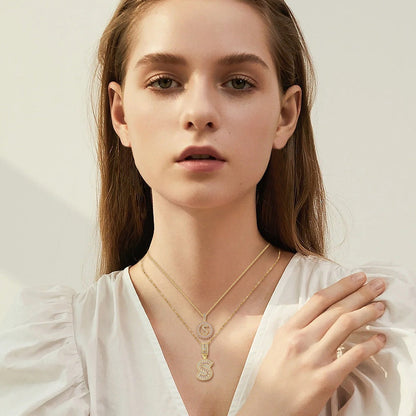 Conjunto Collar Inicial de Letra Pavé | Oro