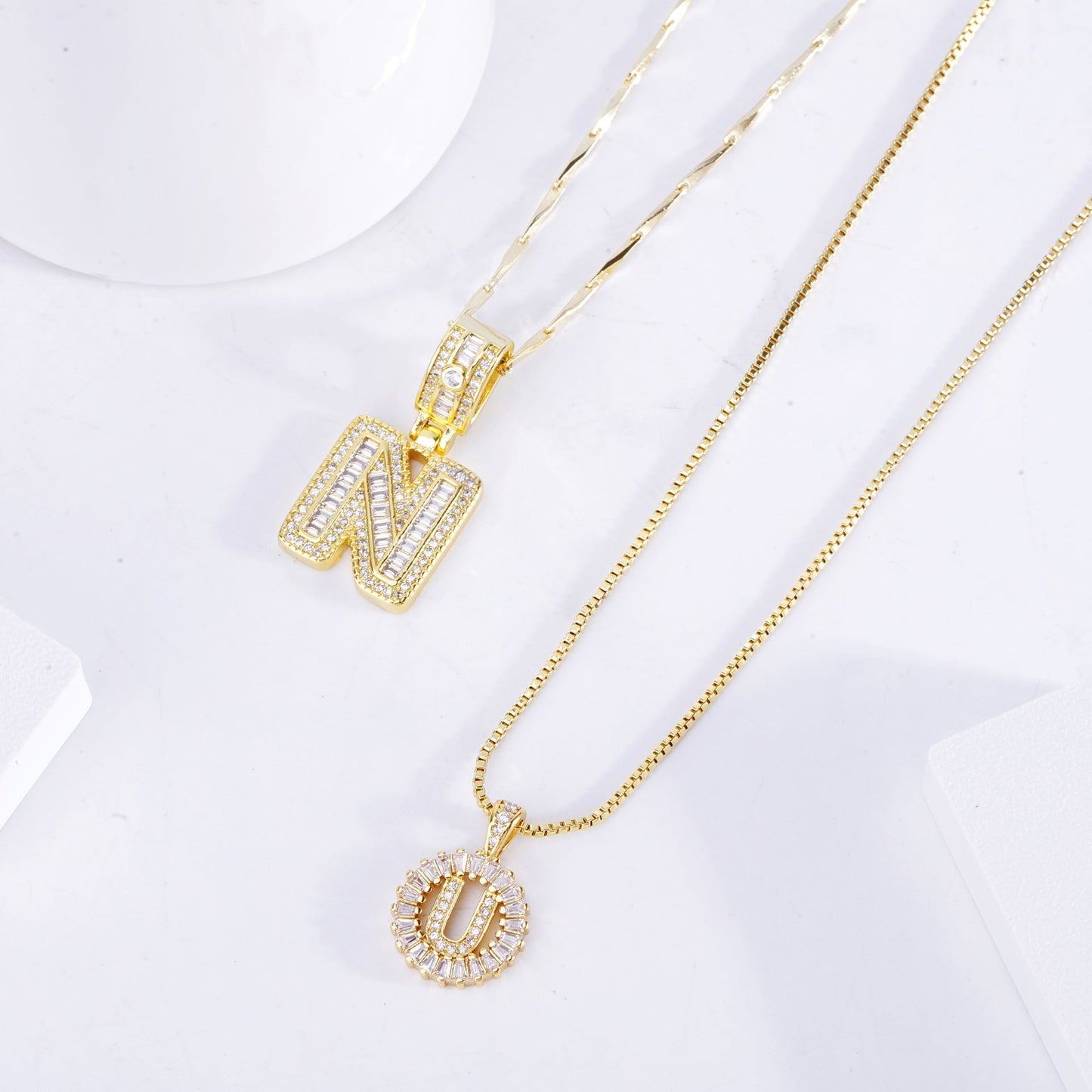 Conjunto Collar Inicial de Letra Pavé | Oro