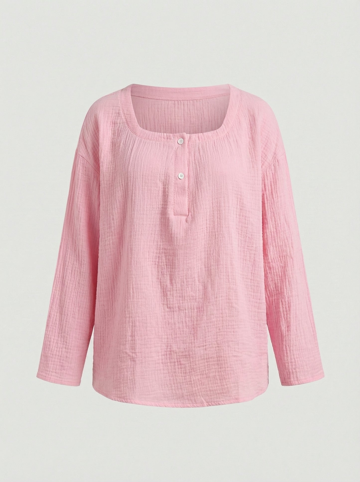 Ana - Blusa sencilla de cuello cuadrado y manga larga