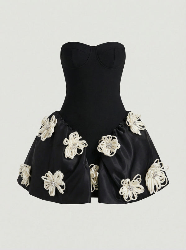 Carolina - Vestido mini con apliques florales y bandage de Leona
