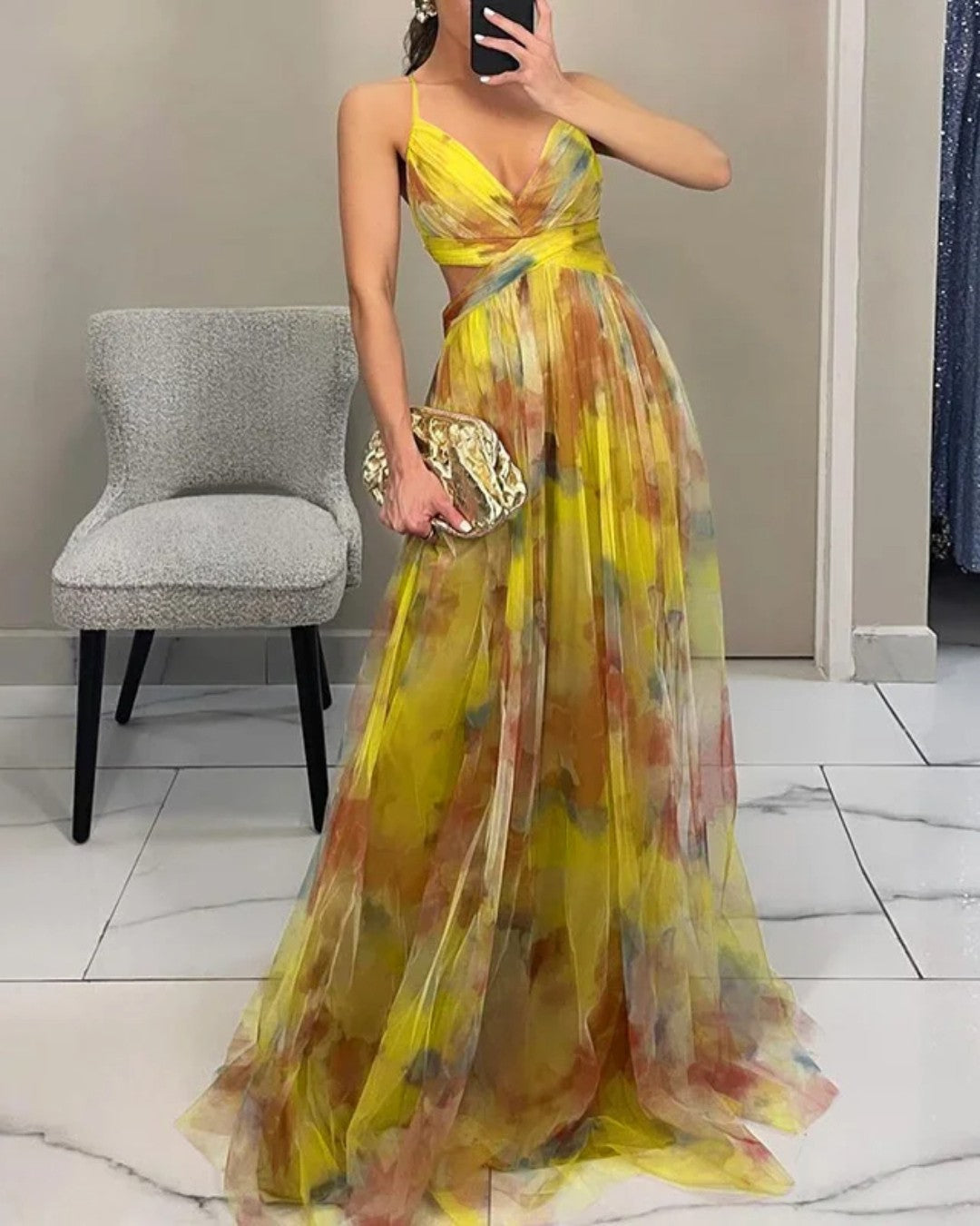 Gala - Precioso vestido largo con estampado floral