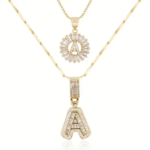 Conjunto Collar Inicial de Letra Pavé | Oro