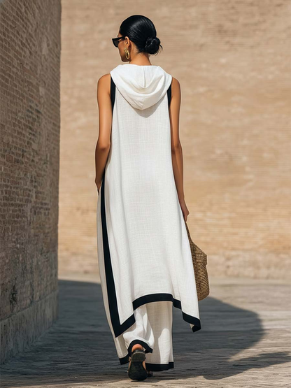 Conjunto elegante de dos piezas con corte artístico.