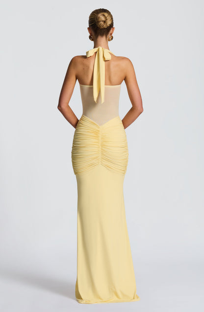 Vicky - Vestido largo Amarillo Limón