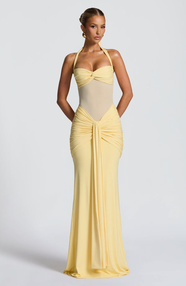 Vicky - Vestido largo Amarillo Limón