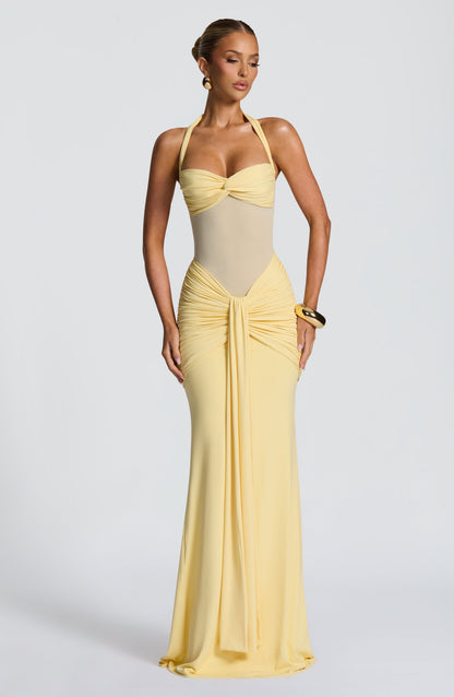 Vicky - Vestido largo Amarillo Limón